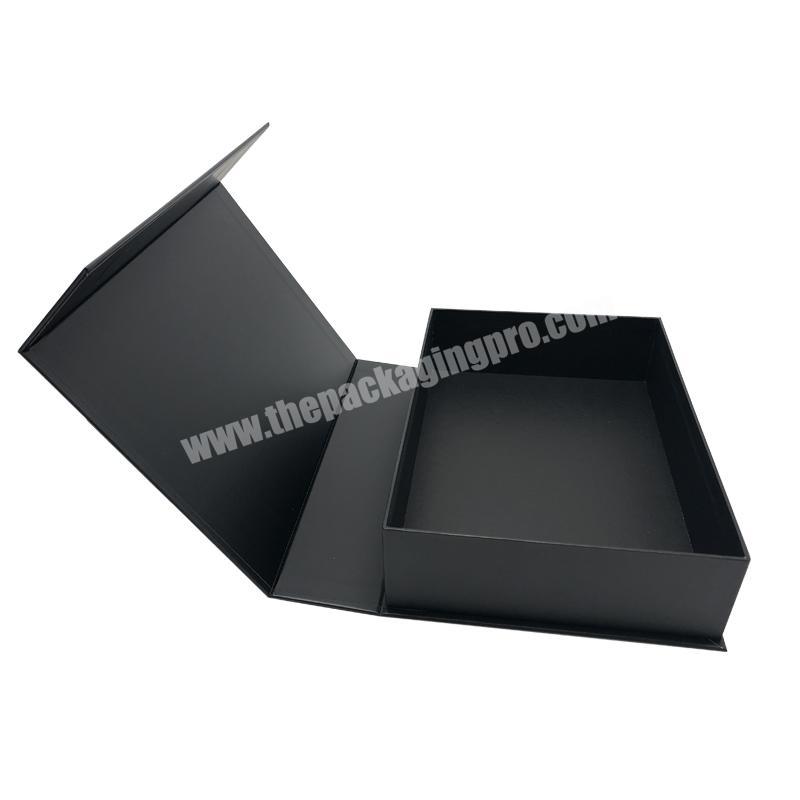 Wholesale Custom Logo Printing Rigid Closure Gift Boxes Hard Book Black Cardboard Magnetic Box for Scarf Clothes