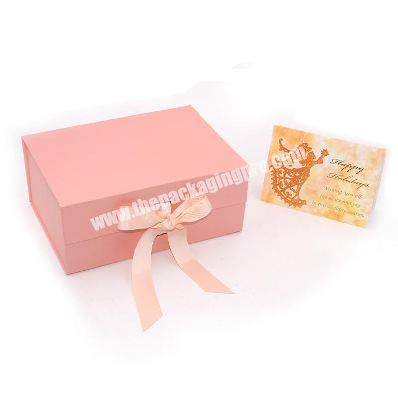 Wholesale Custom Logo Ribbon Printed Folding Flat Fold Foldable Cardboard Magnetic Gift Packaging Packaged Paper Box
