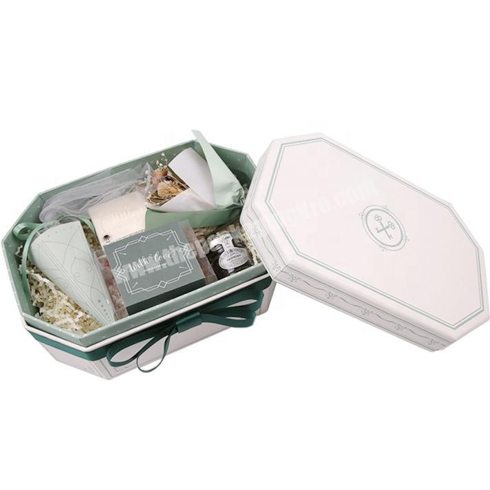 Wholesale Custom Luxury Packaging Octagon Top Lid Box with Ribbon Bow