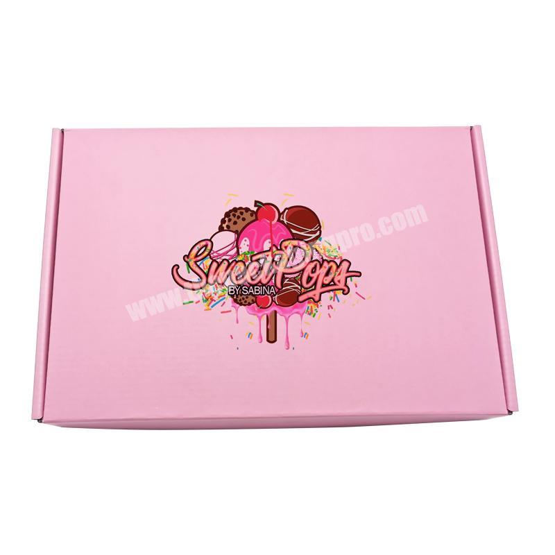 Wholesale Custom Matte Cookie Mailing Boxes Luxury Corrugated Paper Shipping mail Baby Pink Food Packaging Box with Logo