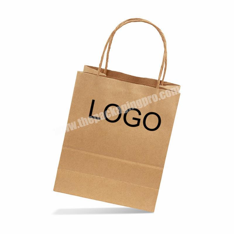 Wholesale Custom recycled kraft paper bag with logo printed For Shopping Clothing Shoes Gift Craft