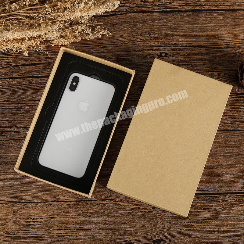 Wholesale Custom simple square paper cardboard phone case packing box Kraft paper gift packaging box for phone case