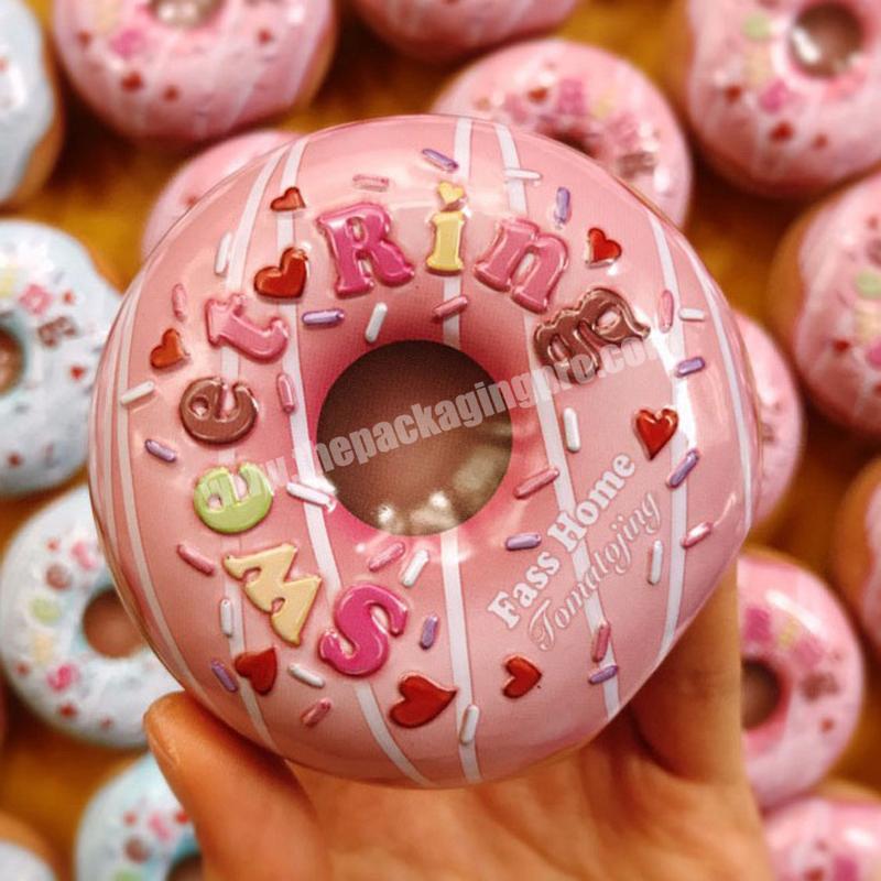 Wholesale Donut Shape Christmas Empty Chocolate Candy Sweet Small Tin Gift Box With Lids