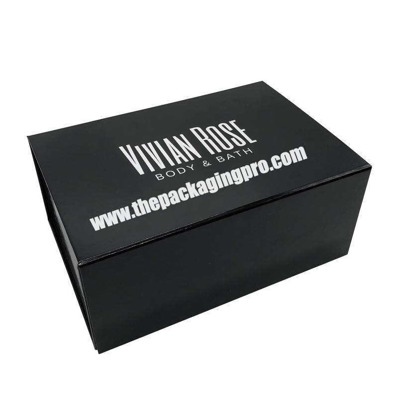 Wholesale Custom Logo glossy Black Shower gel cosmetic shampoo body bath magnetic box
