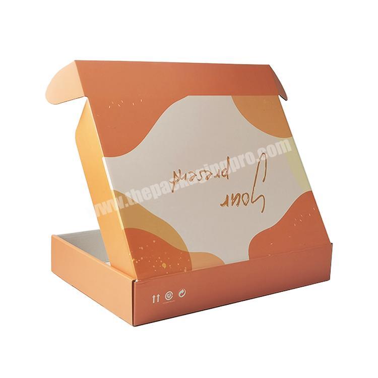Wholesale High Quality Orange Clothing Shipping Boxes Custom Logo Box Packaging