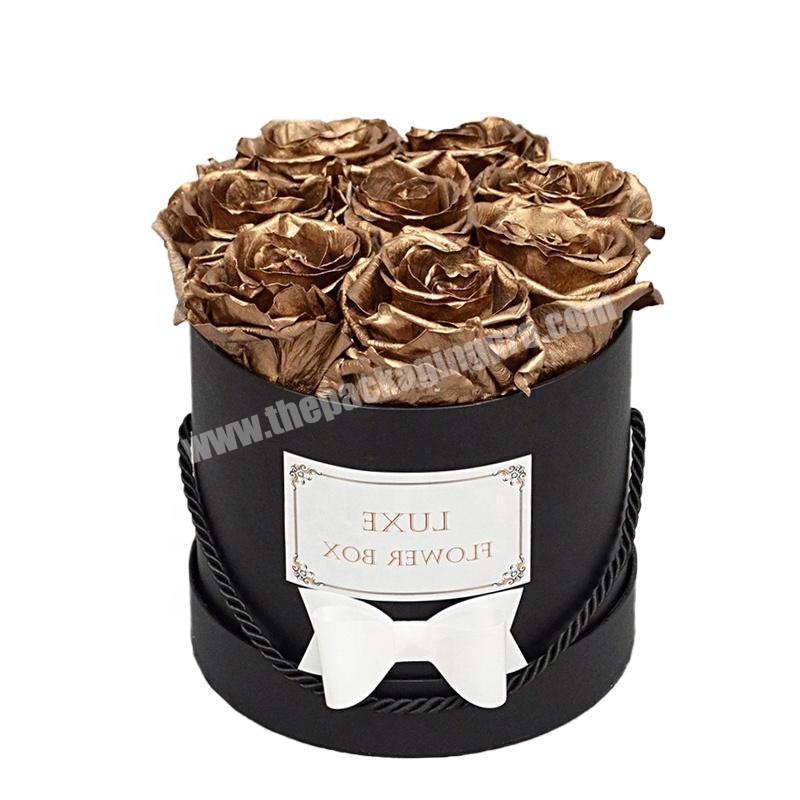 Wholesale High Quality Rose Packaging Round Box Custom Luxury Flower Arrangement Box with Handle
