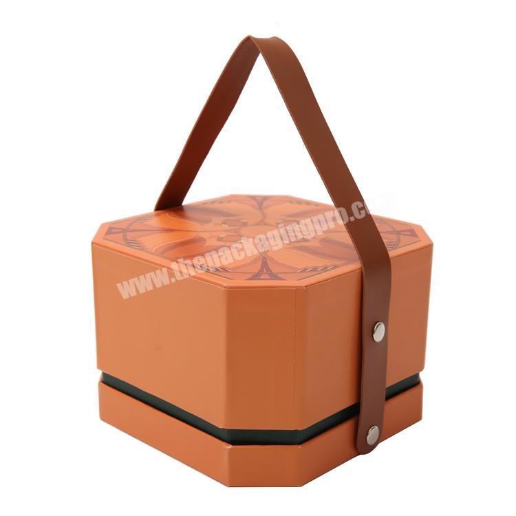 Wholesale Leather Handle Rigid Paper Box Custom Printed Luxury Gift Box With Lids