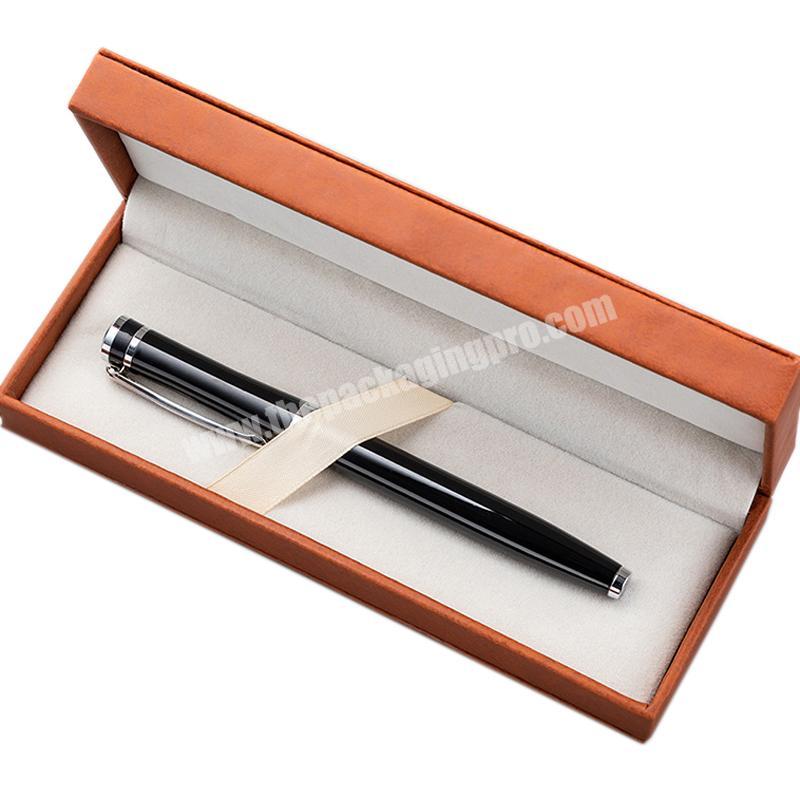 Wholesale Luxury Black And Brown Flip Cover Cardboard PU Leather Business Parker Pen Gift Box