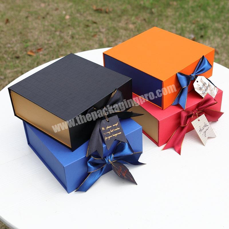High Quality Luxury  Rigid Cardboard Packaging Magnetic Folding Paper Wedding Dress Gift Box with Ribbon Closure