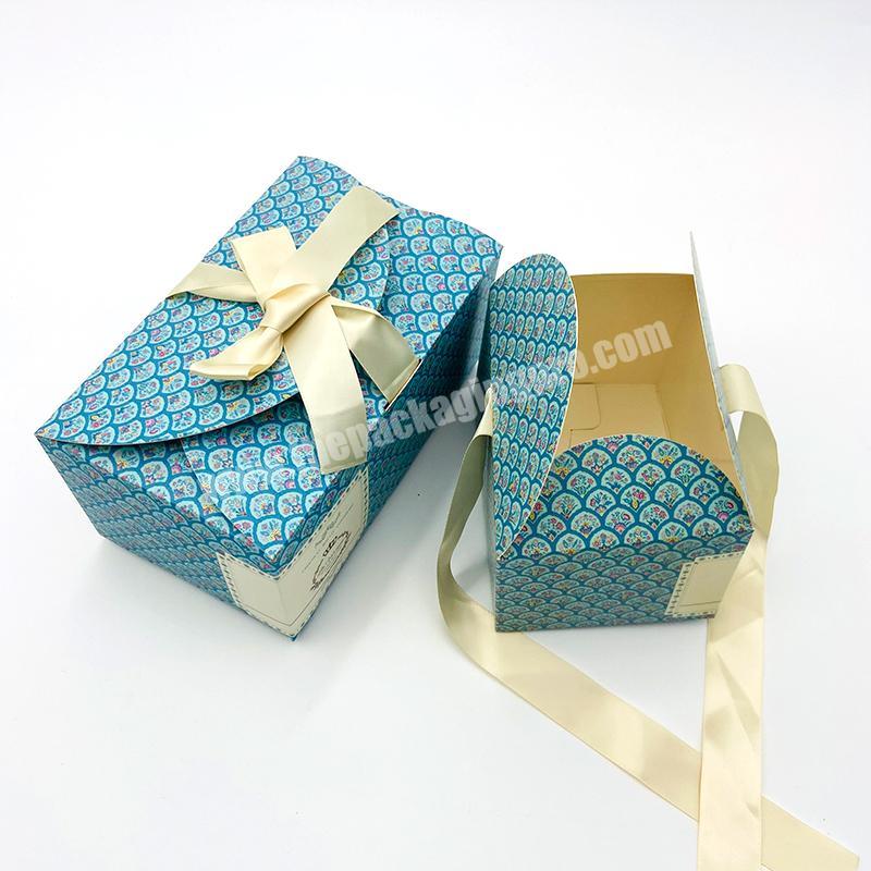 Wholesale Luxury Custom Logo Food Grade Customizable Cake Boxes Cake Packaging Box With Ribbon