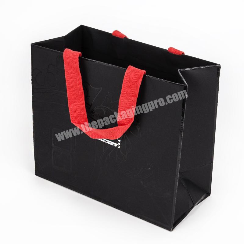 Wholesale Luxury boutique  gift Shoes Clothes Packing Paper Bags Printed Custom Logo black Shopping bag with logo
