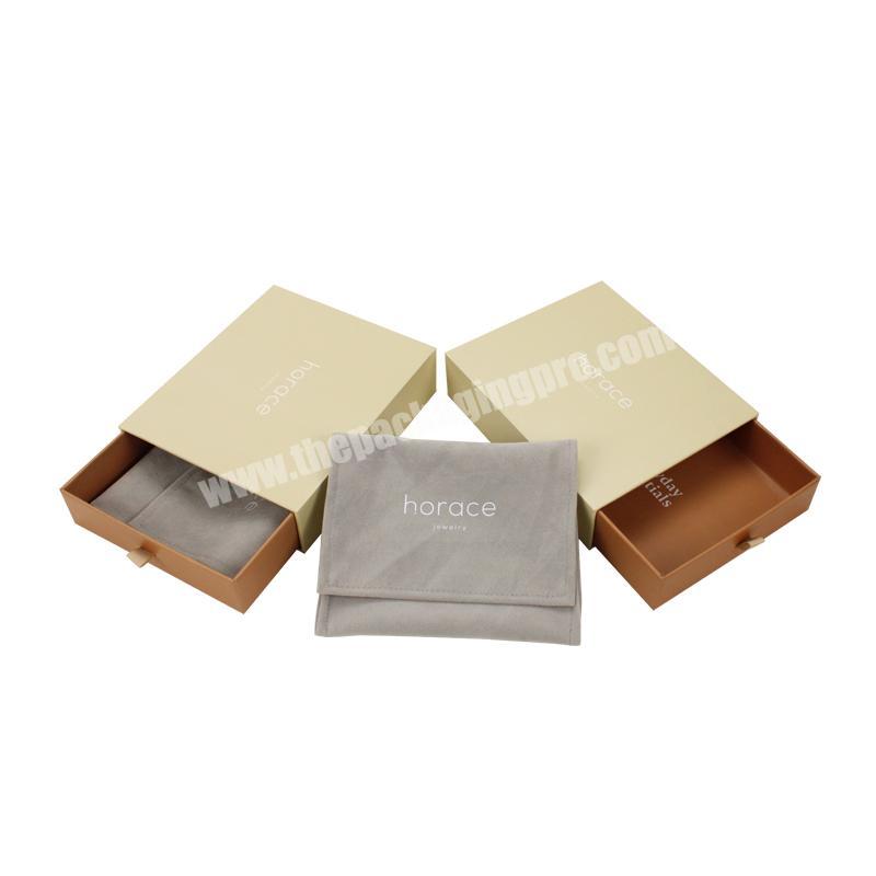 Wholesale Luxury yellow slide out box with velvet pouch insert