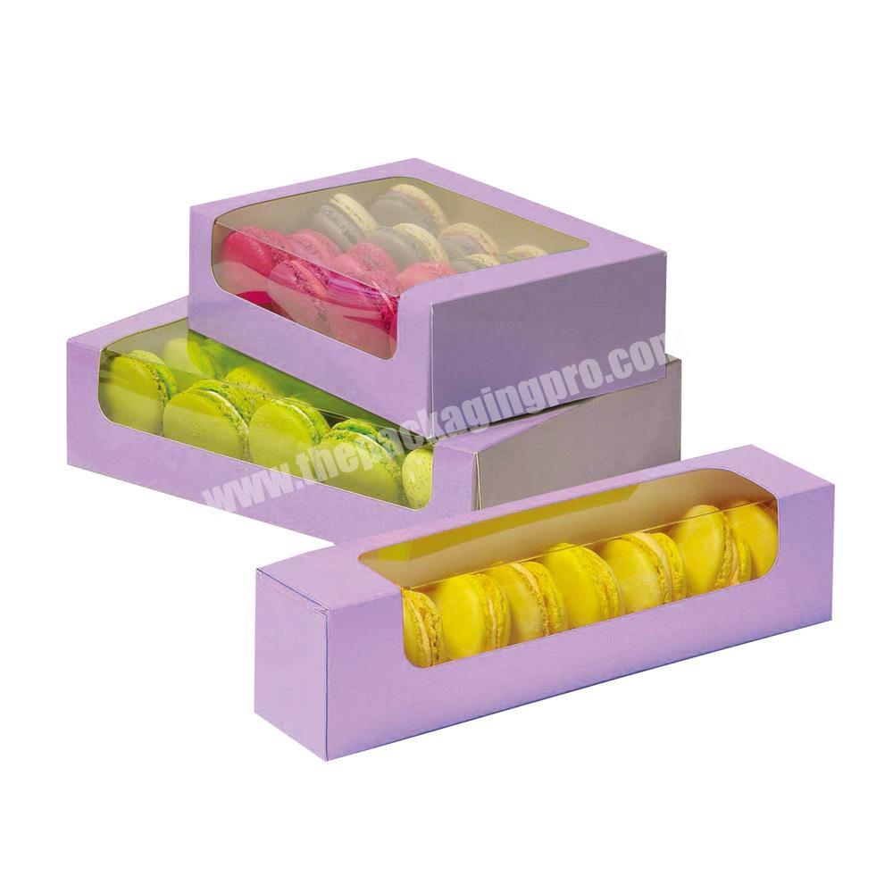 Wholesale Packaging Factory Price 2016 custom design Rectangle cardboard paper macarons box with clear plastic window
