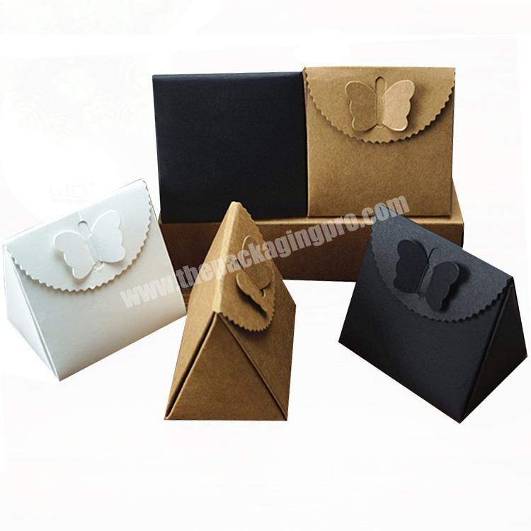Wholesale Soap Gift New Triangle Handmade Folding Wedding Chocolate Candy Biscuit Paper Box with Hollow Butterfly