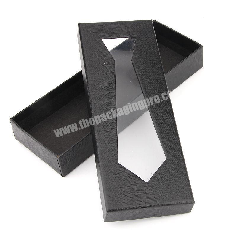 Wholesale Tie Box Custom Logo Luxury Quality  Necktie Gift Packing Box with tie shaped transparent window PVC