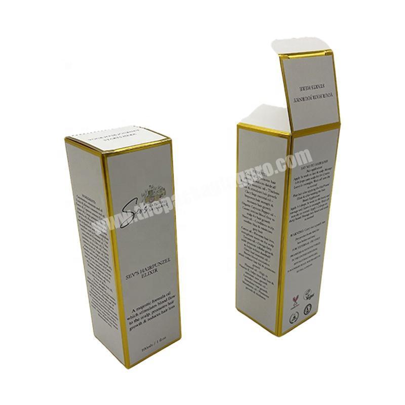 Wholesale White Color Gold Foil Logo Beard CBD Oil Bottle Custom Cosmetics Paper Packaging Hair Oil Box