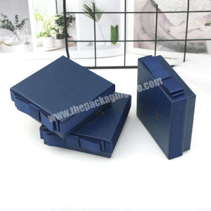 Wholesale custom blue high-end gift packing box luxury jewelry ring earrings bracelet necklace packing box ribbon bow