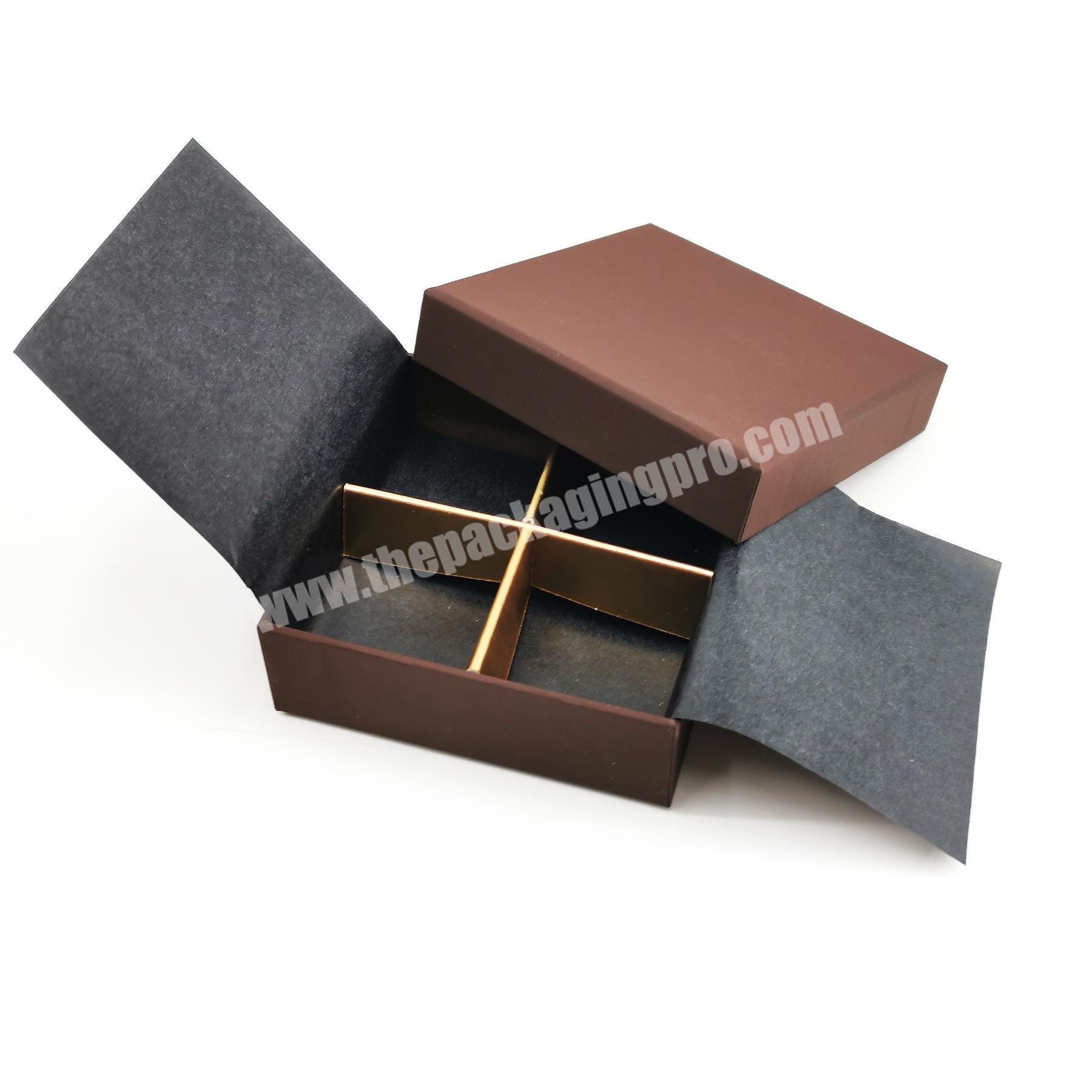 Wholesale custom color hat box for chocolate truffles packaging food grade classic base and lid box with warp paper and inserts