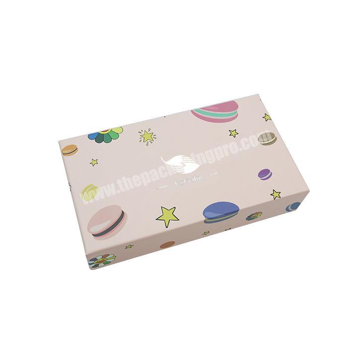 Wholesale custom logo printing heaven and earth cover empty gift packaging carton paper macarons box