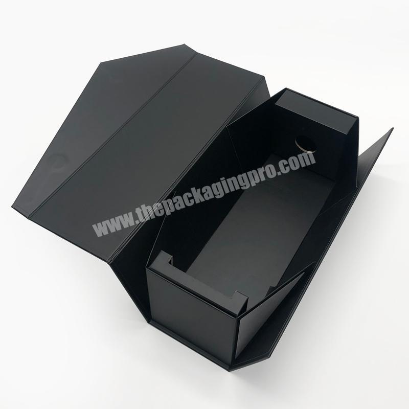Wholesale custom luxury cardboard paper magnetic folding single red wine bottle gift packaging box