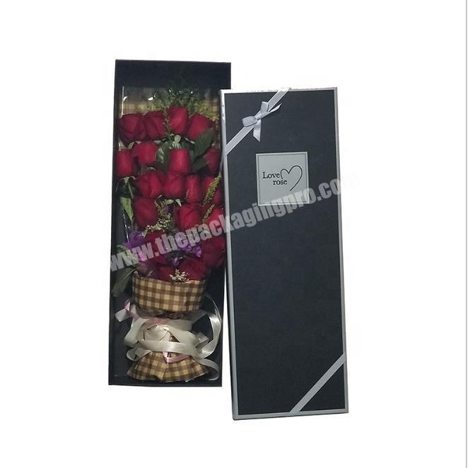 Wholesale custom luxury rigid paper design lip and base flower gift box for rose
