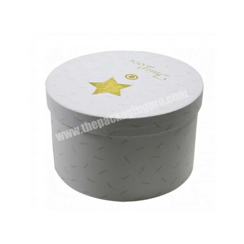 Wholesale custom printed cheap cardboard paper round hat gift packaging box with lid