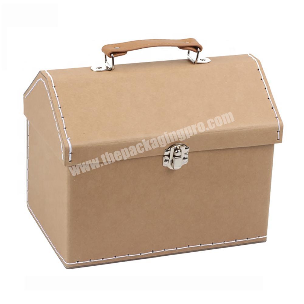 Wholesale eco cardboard suitcase custom logo promotional house shape packaging paper cardboard suitcase paperboard box