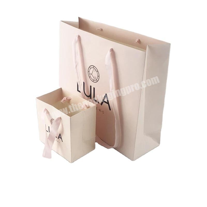 Wholesale gold stamping printed paper bag  high quality gift paper bag custom print logo pink clothes paper bags