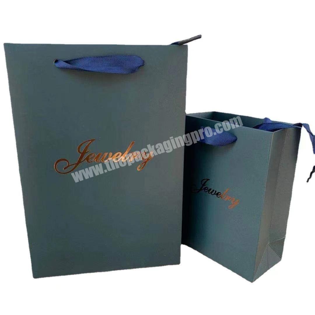 Wholesale gold stamping printed paper bag with Ribbon