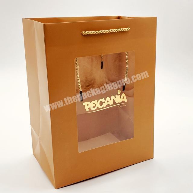Wholesale paper bags with your own logo paper bag custom luxury paper bag with Pet Window