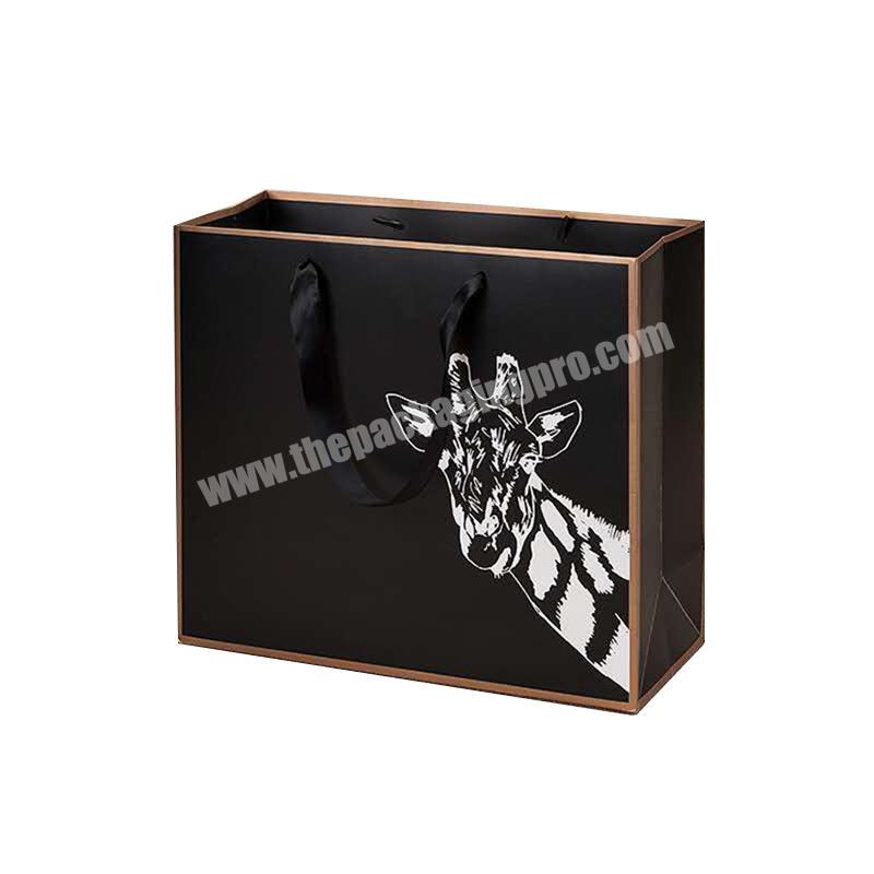 Wholesale printed paper bag manufacturers high quality paper bag custom print logo Black paper bags