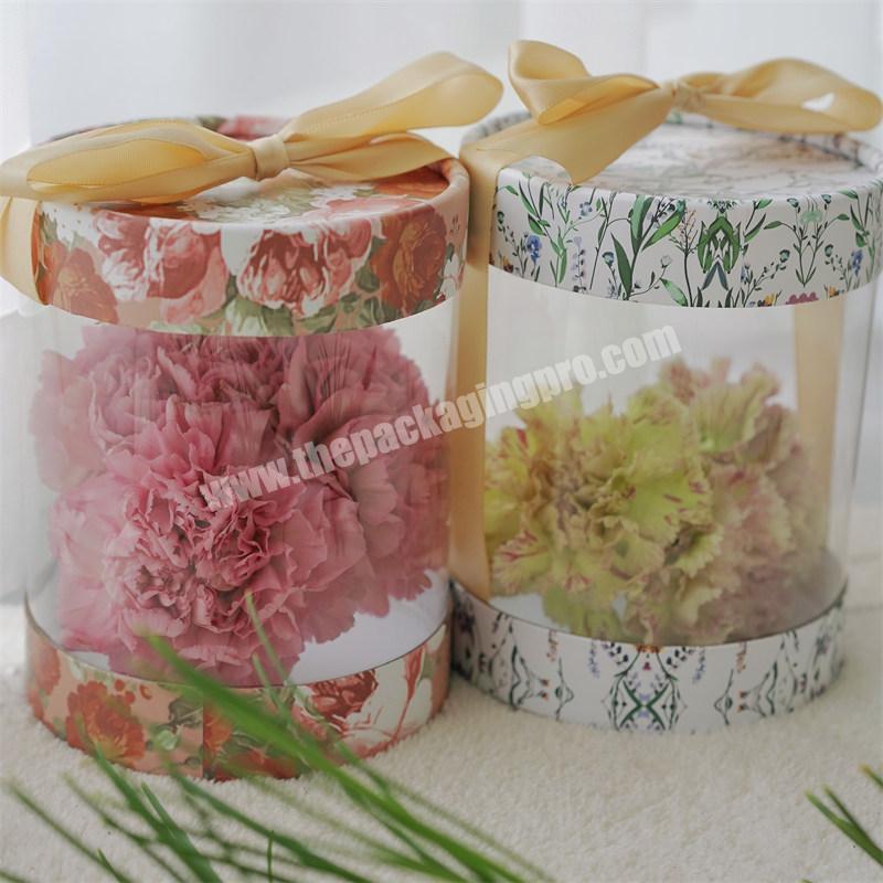 Wholesale transparent flower boxes custom exquisite round boxes for flower arrangement with logo artistic flower gift box set