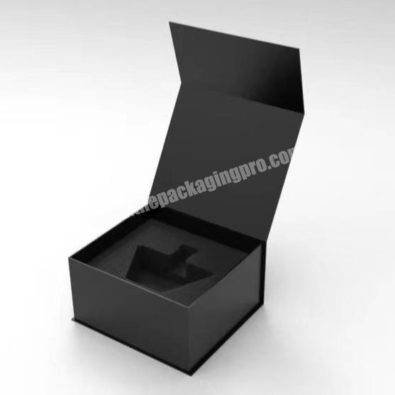 Wig folding magnetic flip flat paper packaging box with foam Logo custom rigid cardboard jewelry box with closure for wine