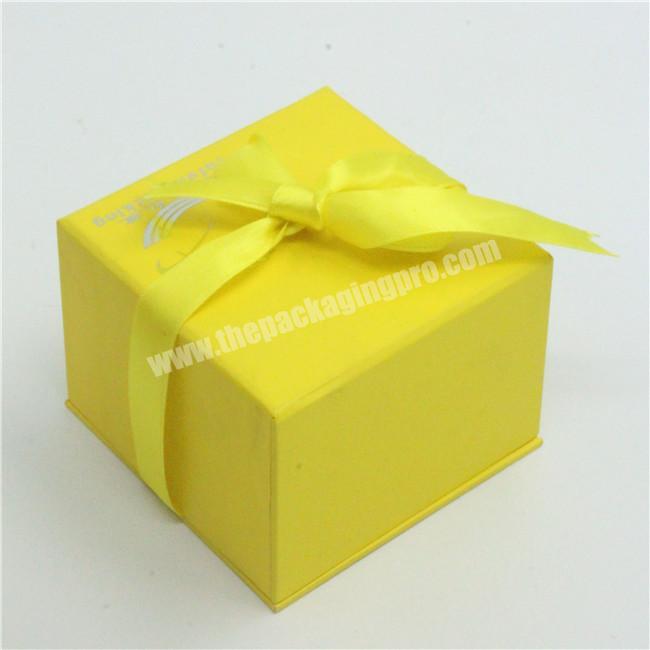 Yellow Cute Ribbon Bow 4x4 Cardboard Gift bright yellow box