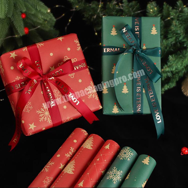 ZL Eco Friendly Kraft Red Brown Bouquet Packaging Christmas Gift Wrapping Paper For Flowers