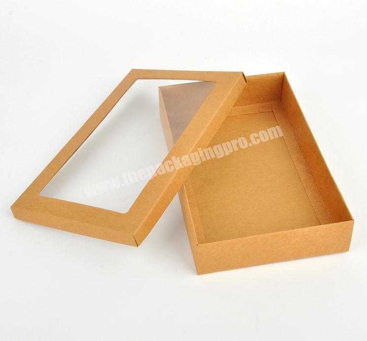 ZL Kraft paper gift box package with clear pvc window candy favors krafts display package box scarves box for lingerie