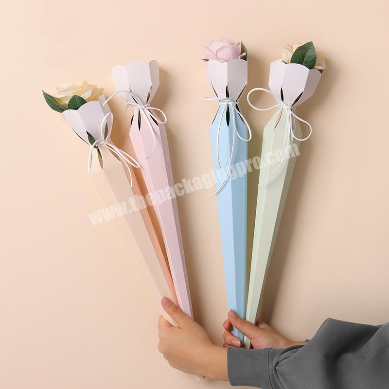 ZL Wholesale Luxury Paper soap Flower Arrangements Display Card Customized Fresh Flower Portable Gift Single Flower Packaging