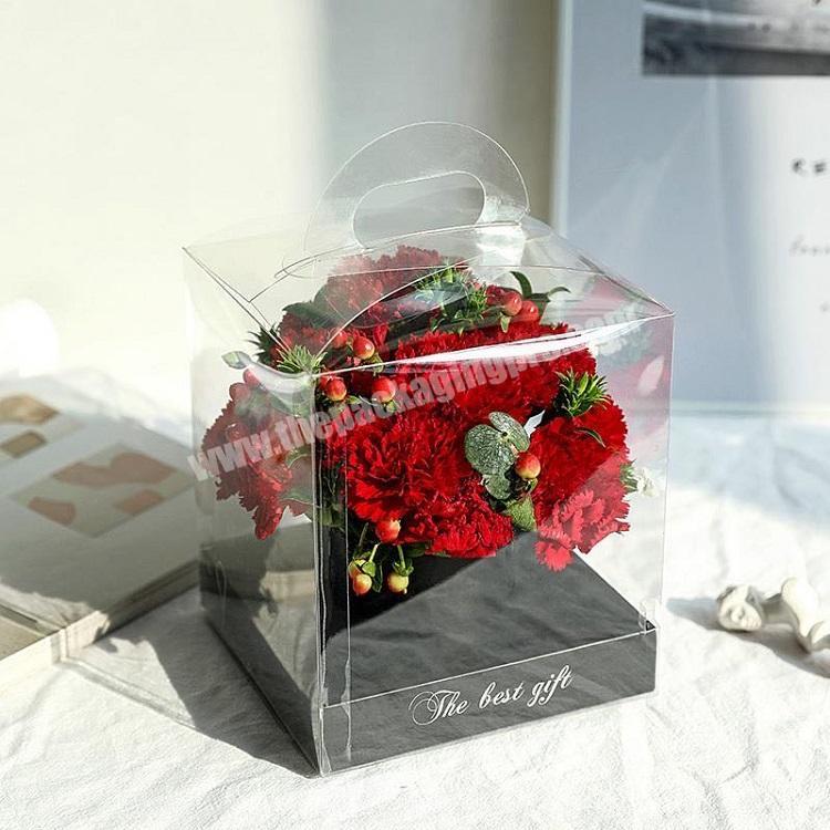 ZL Wholesale PVC Luxury Transparent Square Soap Flower Box Paper Packaging Arrangements Decoration Clear Roses Gift Box