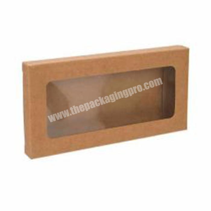 ZL custom folding small brown recycl kraft paper packaging gift box with clear PVC window
