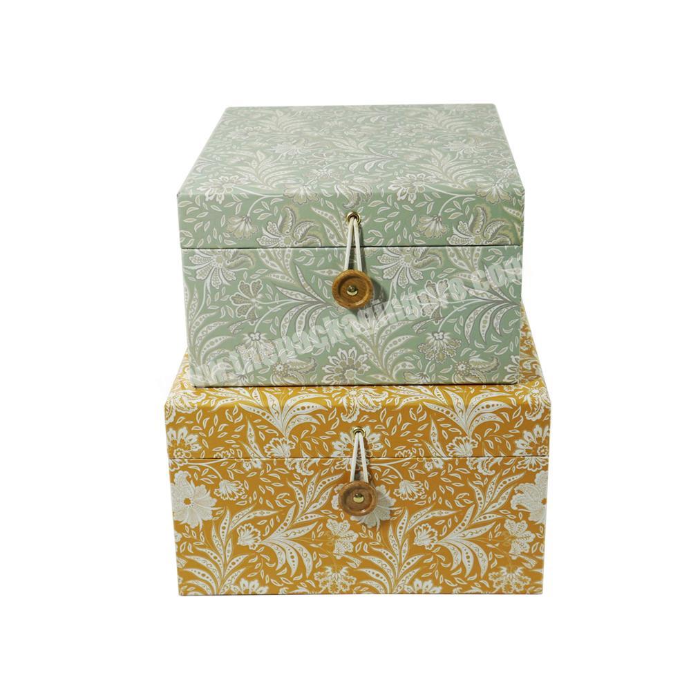 ZL customized yellow green luxury flower vine pattern square cosmetic ragdoll scarf jewelry clamshell handmade gift box