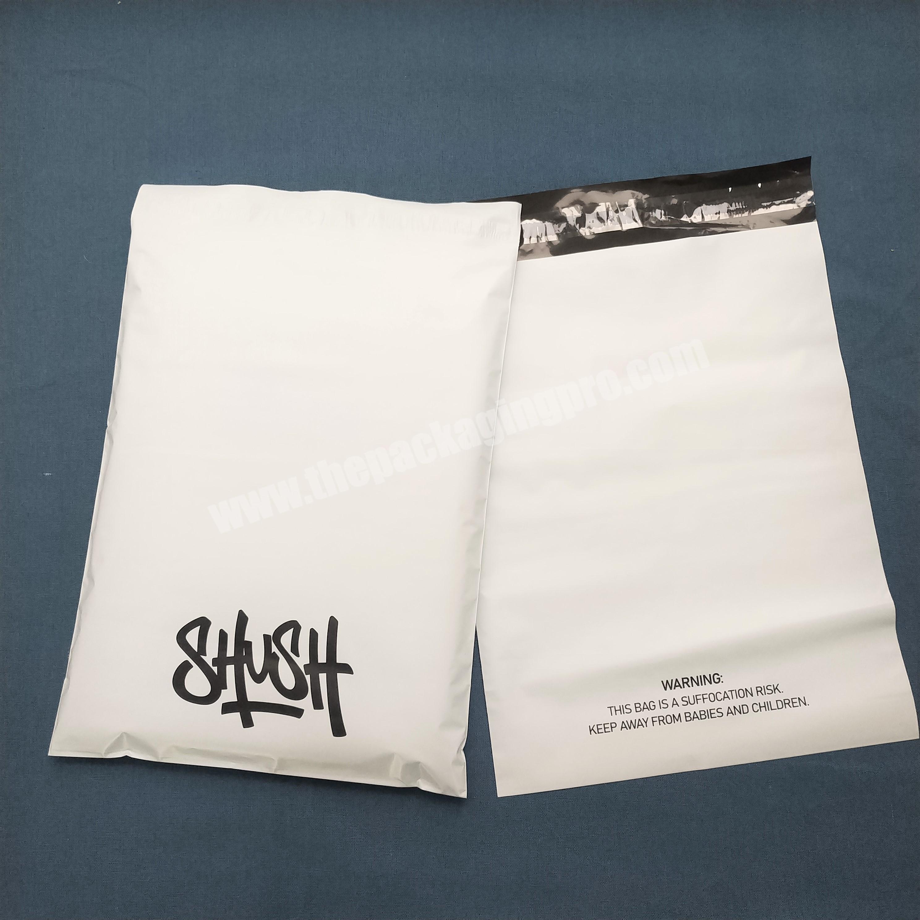 biodegradable  matte white poly mailer bag with grey  courier bag for cosmetics eye lashswimwear packing courier bag envelope