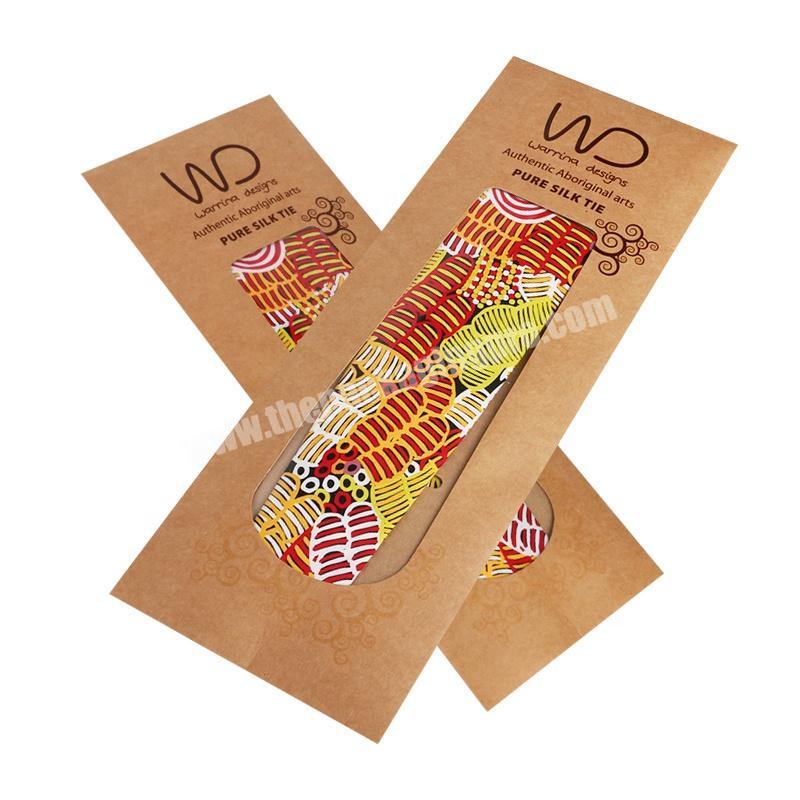 brown kraft paper envelops silver tie packaging boxes with clear PVC window