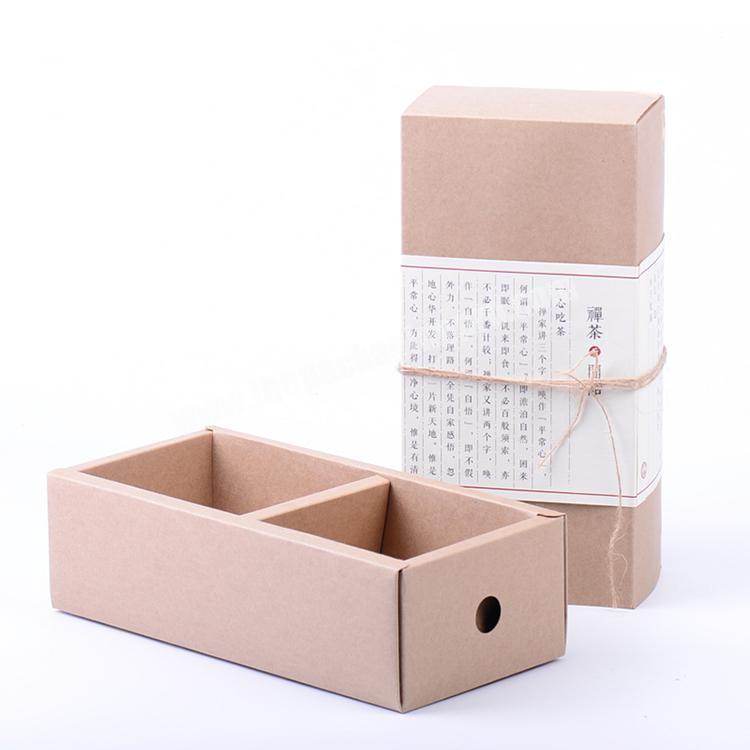 chinese traditional biodegradable plain cheap selling open custom pot storage brown drawer set packaging paper gift box for tea