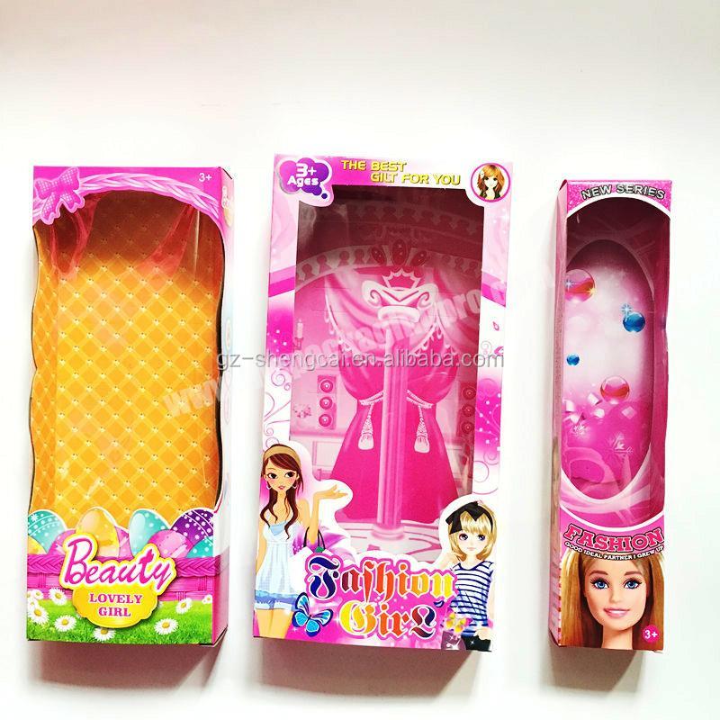 colorful inside printing big window doll paper packaging boxes for display