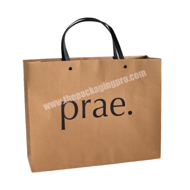 custom brown shopping paper bag with logo  Kraft Gift Craft Shopping Paper Bag With Ribbon Handles