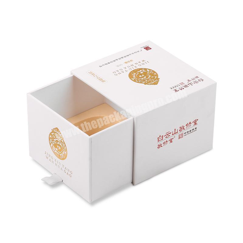custom cardboard embossed foil logo sliding drawer 30g  50g 100g cosmetic skincare beauty cream jar packaging gift box