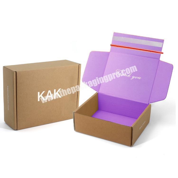custom corrugated paper ecommerce postal shipping box packing delivery adhesive tear strip mailer packaging box with logo