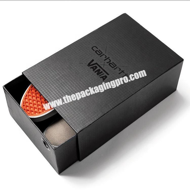 custom drawer black cardboard paper packaging sandals shoe box