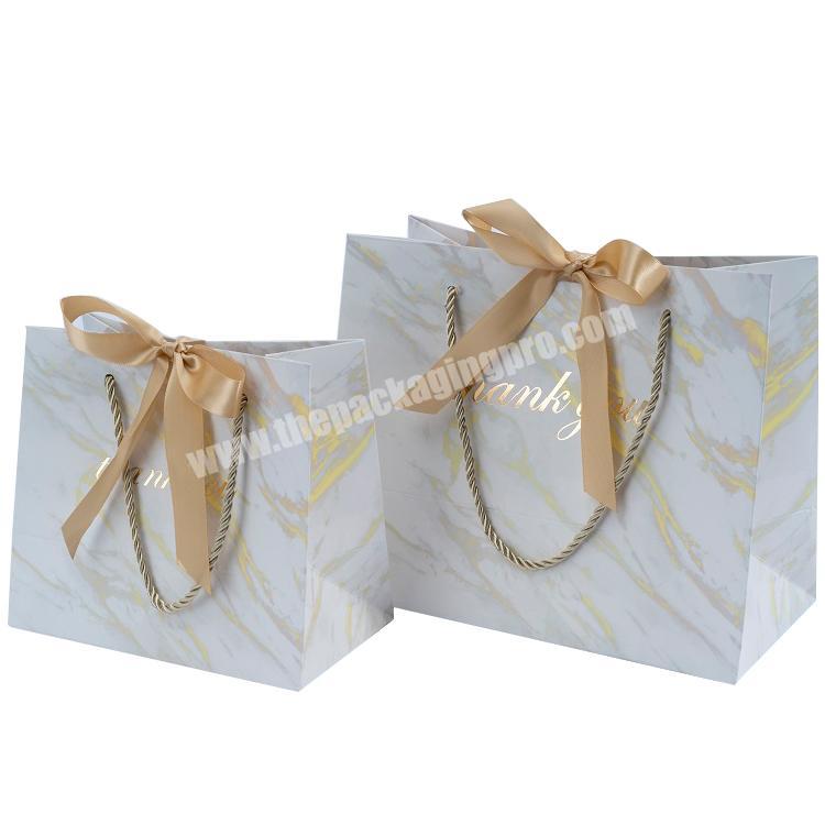 custom gold foil logo thank you party marble paper bag wholesale