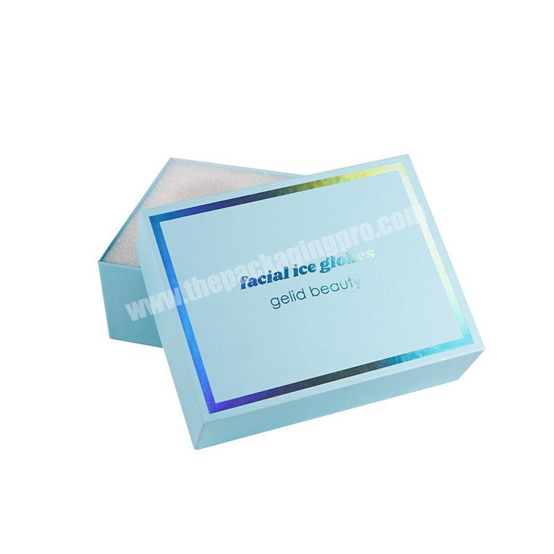 custom holographic logo beauty facial massage tool packaging box with sponge insert